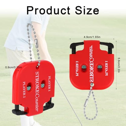 2pcs Golf Stroke Counters, Portable Score Keeper with Hanging Rope Mini Square Design 2 Player Stroke Counter Clicker for Golf Training Competitions & Games (Red)