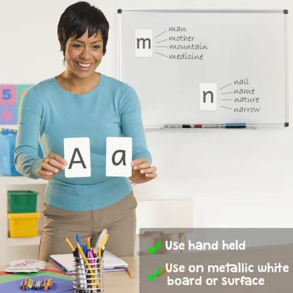 Attractivia Magnetic Big Alphabet ABC Flash Cards - 52 Sturdy Uppercase & Lowercase Large Letters, Black - for Classroom Teachers, Homeschool, ESL, Kids and Adults - style: Black Uppercase & Lowercase