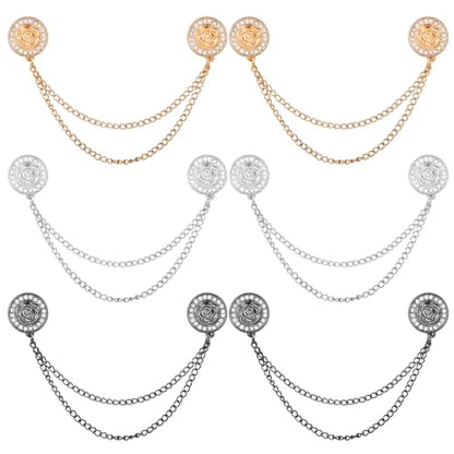6 Pcs Magnetic Clothing Clips, Clothing Magnets with Chain Magnetic T-Shirt Button Clip Multi Function Magnetic Clothes Pins Accessories for Fasten Hems Fabric Trouser Legs Hijab Sleeves (Rose) - style: Rose