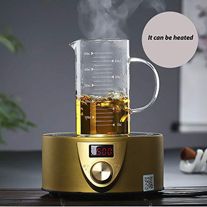 500ml Glass Measuring Cup with Lid Heat Resistant Handle Measured Mixing Glass Mug Clear Scale V-Shaped Spout for Milk Coffee Liquid Beaker Drinking Glasses Measure Jugs, Microwave Oven Freezer Safe - color: 500ml, with lid