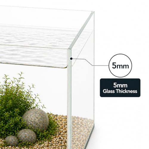 Aquatop High Clarity Low Iron Glass Cube Aquarium - Up to 11.3 Gallons - High-Grade German Silicone - Ideal for Salt and Freshwater Aquariums - size: 11.3 Gal