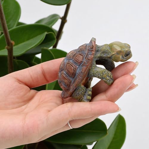 Mini Turtle Pot Hugger 3''x2'', Resin Flower Pot Decorations, Hanging Plant Tortoise Hanger Figurines, Potted Bonsai Planter, Home and Outdoor Statue and Decor for Garden, Aquariums, Patio Lawn