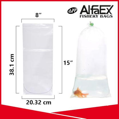 Fishery Bags 8 Inches Leak Proof Rounded Bottom Corners Clear Plastic Fish Bags for Marine and Tropical Fish Transport. (8" x 15" / 100 Pack / 2 Mil) - size: 8" x 15" / 100 Pack / 2 Mil