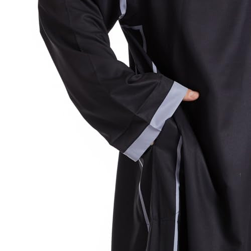 Qianliniuinc Muslim Islamic Pakistan Dubai Abaya Thobe Middle East Style Embroidered Men's Clothing S-XXXL - color: Black-a, size: Large