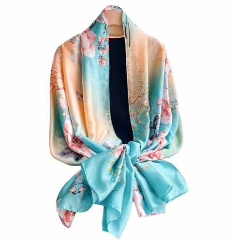 Xyueanlo Scarfs for Women Lightweight Scarves Fashion Print Floral Pattern Head Scarf Wraps Shawls - color: Blue