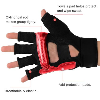 FitsT4 Sports Half Mitts MMA UFC Training Boxing Punch Bag Martial Arts Gloves - color: Red, size: Small