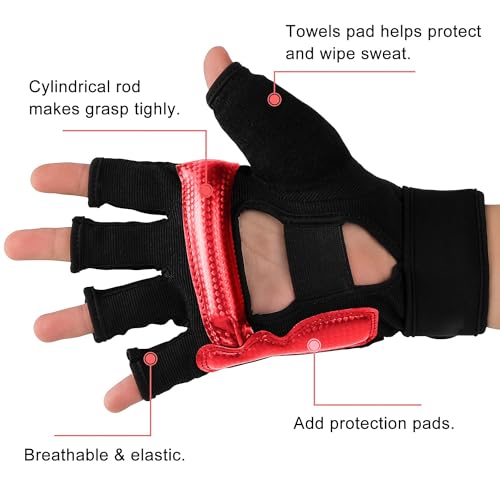 FitsT4 Sports Half Mitts MMA UFC Training Boxing Punch Bag Martial Arts Gloves - color: Red, size: XX-Large
