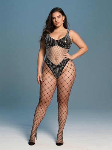 lmotpe Plus Size Fishnet Tights Stockings Women's High Waist Stockings for Women - color: Black Lms Mesh 3