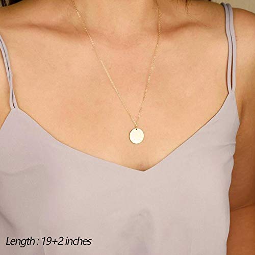 Turandoss Dainty Layered Choker Necklace, Handmade Y Pendant Necklace Multilayer Bar Disc Necklace Adjustable Layering Choker Necklaces for Women - style: 2PCS - Disc&Disc