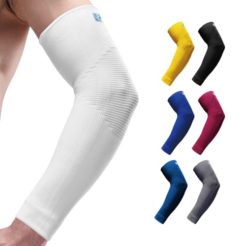 LP 668 Compression Arm Sleeve Elbow Pain Relief for Men & Women Elbow Brace for Tennis, Golf, Basketball, Pickleball (S-XL) - color: White, size: X-Large