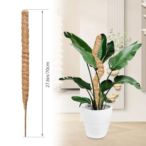 2 Pack Moss Pole,27.6 Inch Moss Poles for Plants Monstera Bendable Plant Stakes for Indoor Coco Coir Pole Climbing Plant Support Stakes for Creeper Plants Grow Upwards