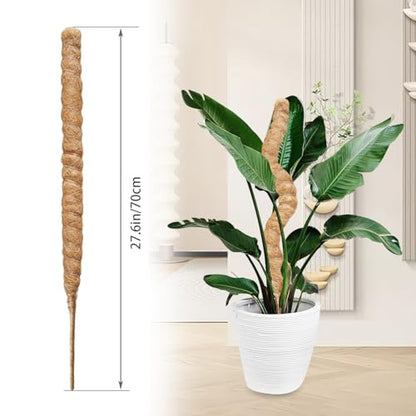 2 Pack Moss Pole,27.6 Inch Moss Poles for Plants Monstera Bendable Plant Stakes for Indoor Coco Coir Pole Climbing Plant Support Stakes for Creeper Plants Grow Upwards