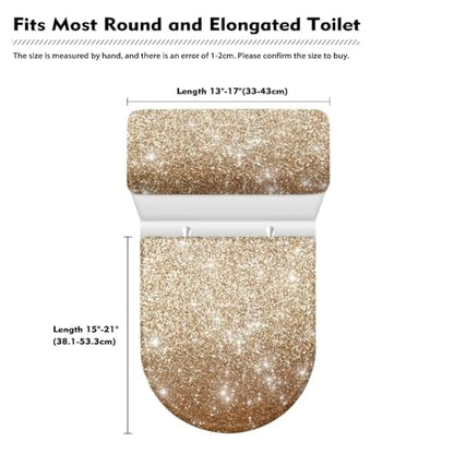 Gold Bathroom Standard Toilet Seat Lid Cover Toilet Tank Lid Pads Machine Washable Dustproof Universal Fit Home Xmas Decoration - color: Gold