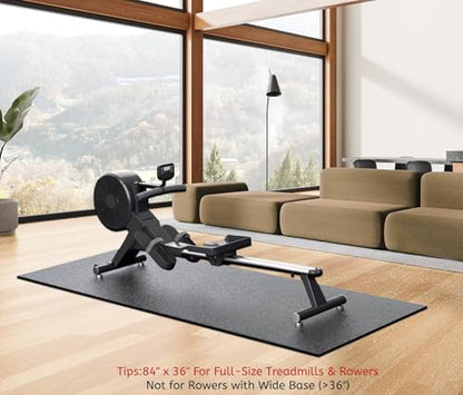 GymCope Treadmill Mat for Hardwood Floor Carpet 7'x3'/6'x3'/6'x2.5'/4'x2' | 6mm Thick Exercise Equipment Gym Mat, Compatible with Peloton Bike, Indoor Spin Bike, Elliptical - color: 84"x36"x6mm-black