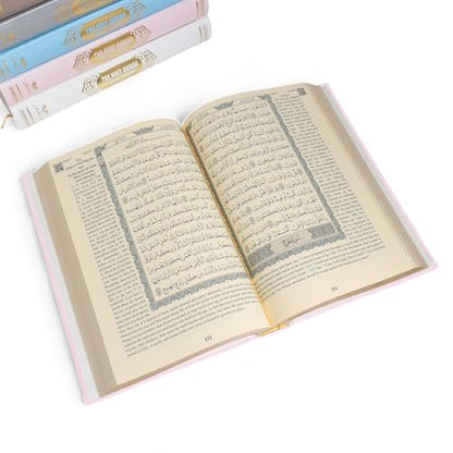 FURKAN English Translation of The Noble Qur'an Large Size (English and Arabic Editions), Al Quran Al Karim, Islamic Gift, Gift for Women, (9.8x6.7″) Thermo Leather Covered Quran - Pink - color: Pink