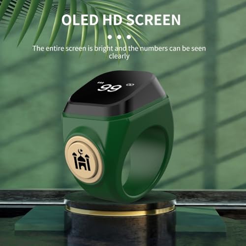Smart Zikr-Ring, Rechargeable Electronic Digital Tasbih Counter Rings, Waterproof, 3 Sizes Finger Counter for Muslims, Prayer, Reminder(20mm Green) - color: Green, size: 20mm