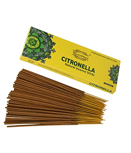 Raajsee Citronella Incense Sticks 100 gm Pack-100% Pure Organic Natural Hand Rolled Free from Chemicals-Perfect for Church,Aromatherapy,Relaxation,Meditation,Positivity & Sensual Therapy - color: Citronella
