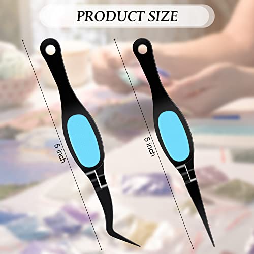 Chumia Craft Tweezer Precision Curved Straight Fine Tip Craft, Black and Blue - color: Black and Blue
