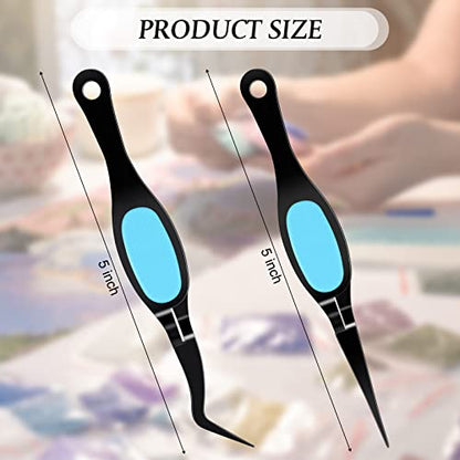 Chumia Craft Tweezer Precision Curved Straight Fine Tip Craft, Black and Blue - color: Black and Blue