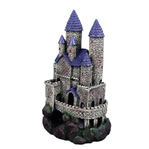 Aquarium Castle Decoration, Fish Castle Ornament, Simulated Hideout Cave with Simulation, and for Freshwater Saltwater Fish Decor