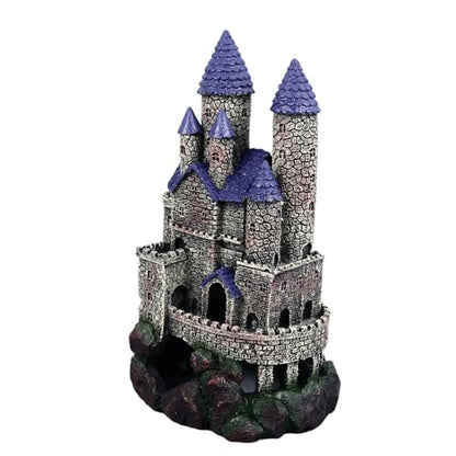 Aquarium Castle Decoration, Fish Castle Ornament, Simulated Hideout Cave with Simulation, and for Freshwater Saltwater Fish Decor