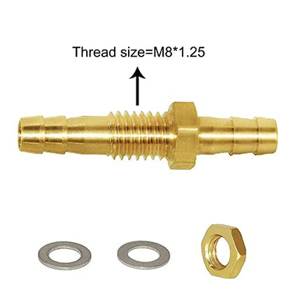 Joywayus 5 Pack 3/16" Hose Barb Thru-Bulk Head Hex Union Brass Fitting | With Flat Washer Gasket, For Water/Fuel/Air, Hose Connection, Leak-Proof Barb Connector - size: 3/16×3/16, style: 5PCS