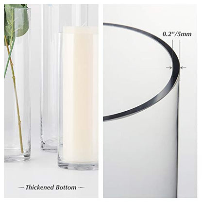 WGVI Quality Thick Clear Cylinder Glass Vases, 3" W x 8" H, Bud Vase Skinny Narrow Floral Bouquet Flower Container for Wedding Centerpieces Tabletop Home Accent Décor Brush Pen Holder, 1 Piece - size: 3"x8"H