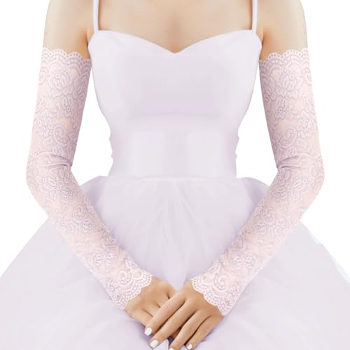 Fingerless Lace Arm Sleeves for Women for Wedding Tea Party - color: 1 Purple