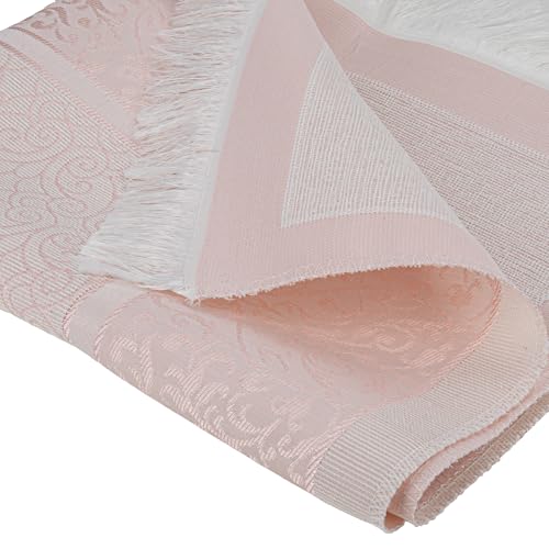 Modefa Islamic Prayer Mat Muslim Gifts - Thin Travel Muslim Prayer Rug in Taffeta Gift Bag with Tasbih Beads Prayer Matt Islam - Chenille Turkish Praying Carpet - Ramadan Gifts (Pink) - color: Pink