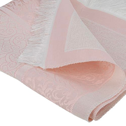 Modefa Islamic Prayer Mat Muslim Gifts - Thin Travel Muslim Prayer Rug in Taffeta Gift Bag with Tasbih Beads Prayer Matt Islam - Chenille Turkish Praying Carpet - Ramadan Gifts (Pink) - color: Pink