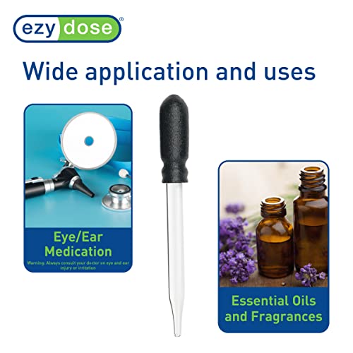 EZY DOSE Ear and Eye Medicine Dropper for Liquid Medicine, 1ml Capacity Glass, Deliver Correct Dose, Convenient and Easy to Use, BPA Free | Eye/Ear Medicine Dropper for Liquid Medicine, 1mL Capacity, Glass, Holds 30-50 drops of liquid, Non-Calibrated, Eas