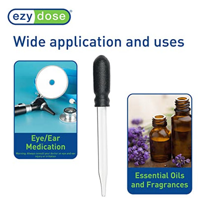 EZY DOSE Ear and Eye Medicine Dropper for Liquid Medicine, 1ml Capacity Glass, Deliver Correct Dose, Convenient and Easy to Use, BPA Free | Eye/Ear Medicine Dropper for Liquid Medicine, 1mL Capacity, Glass, Holds 30-50 drops of liquid, Non-Calibrated, Eas