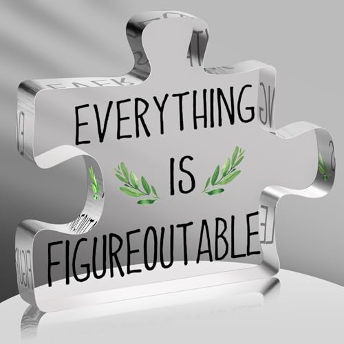 Everything is figureoutable Inspirational Acrylic Sign Gifts for Women Men, Motivational Decoration Birthday Gifts for Friends, Home Office Decor Dorm Accessories and Decorations - color: Blue8