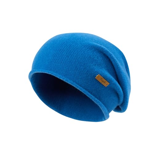 100% Merino Wool Slouchy Beanie Hat, Women Warm Winter Caps Soft, Ladies Breathable & Cozy Stretchy Knitted Skull Cap - color: Sky Blue