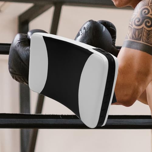 SHERCHPRY Taekwondo Kick Pads Sparring Gear for Black-White Large Handheld Kicking Targets Curved Shield for Martial Arts Training and Coaching
