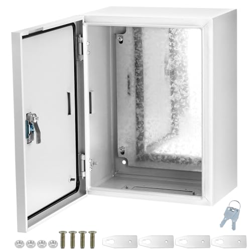 QWORK Steel Enclosure, 16x12x8 Carbon Steel Electrical Box, Waterproof with Lock and Hinge