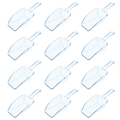 12 Pcs Blue Plastic Ice Scoop, Medium Multi Purpose Plastic Ice Scoop Sets, Ices Cube Scoops for Freezer Ices Machine Dry Goods Canisters Candy Buffet Kitchen Food Coffee Wedding Desserts（6.7 Inch） - color: Blue