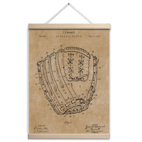 Vintage Baseball Glove Wall Art Wall Playroom Kids Room Office 12x16 Inch - color: Vintage Baseball Glove