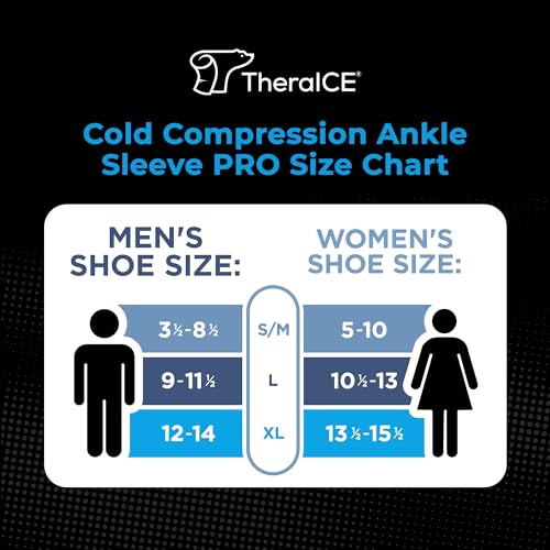 TheraICE Ankle Ice Pack Wrap, Ankle Brace, Plantar Fasciitis, FocusZone | Cold Compression Sleeve with Extra Cooling, Sock-Style Fit for Sprained or Swollen Feet, Heel Spur, Achilles Relief - size: Small/Medium, style: PRO