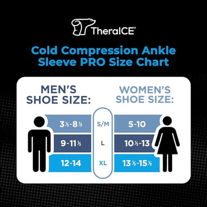 TheraICE Ankle Ice Pack Wrap, Ankle Brace, Plantar Fasciitis, FocusZone | Cold Compression Sleeve with Extra Cooling, Sock-Style Fit for Sprained or Swollen Feet, Heel Spur, Achilles Relief - size: Small/Medium, style: PRO