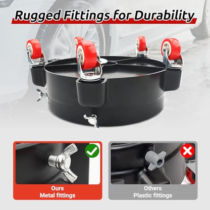 Bucket Dolly 5 Gallon with Wheels,360°Rolling Car Wash Buckets Dolly for 2.5 to 5 Gallon Buckets with Bucket Insert,Cleaning Brush,Supports Up to 300 lbs - size: A