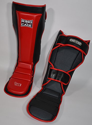 Ultima GelTech MMA Muay Thai Grappling Shin Instep Shin Guards - color: Red, size: X-Large