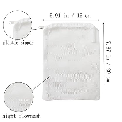 10 Pcs Tanks Filter Media Bags, Aquarium Bag, Fish Tank Mesh with Zipper Reusable Bags.for Activated Carbon, Ceramic Rings, etc