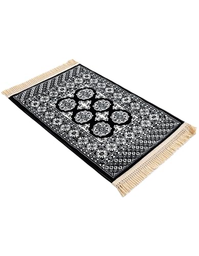 Rugs.com Bokhara Collection Rug – 2x3 Black and White Medium-Pile Rug Perfect for Entryways, Kitchens, Breakfast Nooks, Accent Pieces - color: Black and White, size: 2' x 3'