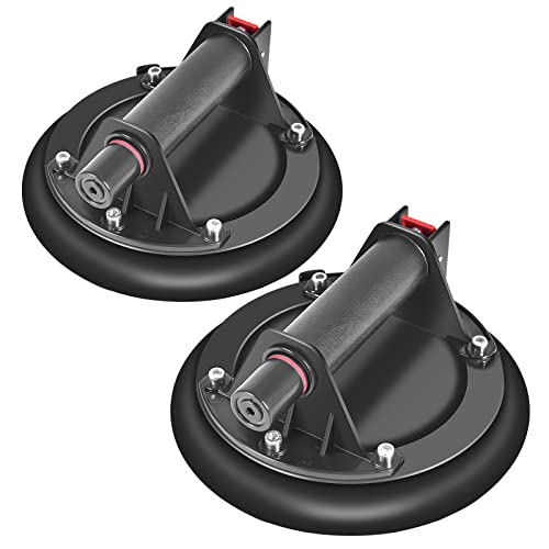 2Pack Vacuum Suction Cups Heavy Duty Hand-held Glass Lifter 550LBS Load Capacity Powerful Industrial Glass Sucker for Window Tile Carry Replacement, Black, 003