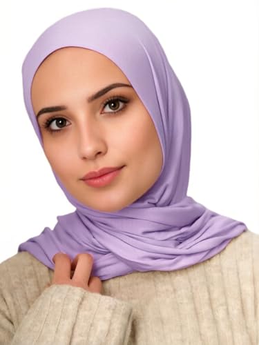 Harewom Polyester Hijab Lightweight Solid Head Wrap Scarf for Women Daily - color: Lavender