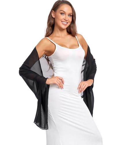 Shawl and Wrap for Evening Dresses Wedding Sheer Scarfs Women Scarve - color: Black, size: One Size