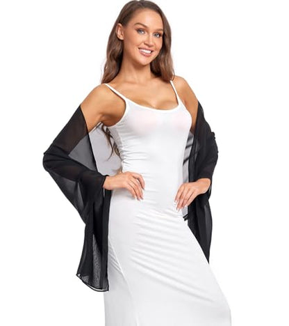 Shawl and Wrap for Evening Dresses Wedding Sheer Scarfs Women Scarve - color: Black, size: 72''×18''