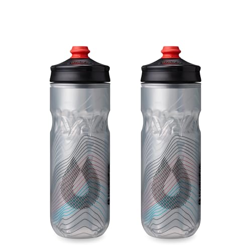 HydraPak | Polar Bottle - Polar Surge Insulated Bike Water Bottle 2-Pack - High Flow, Cycling & Sports Squeeze Bottle (Ascent Silver, 600ml / 20oz) - color: Ascent Silver, style: 20oz/600ml