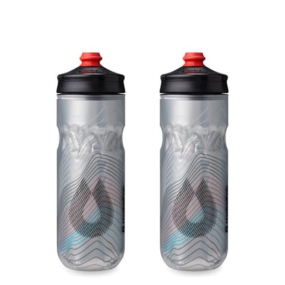 HydraPak | Polar Bottle - Polar Surge Insulated Bike Water Bottle 2-Pack - High Flow, Cycling & Sports Squeeze Bottle (Ascent Silver, 600ml / 20oz) - color: Ascent Silver, style: 20oz/600ml